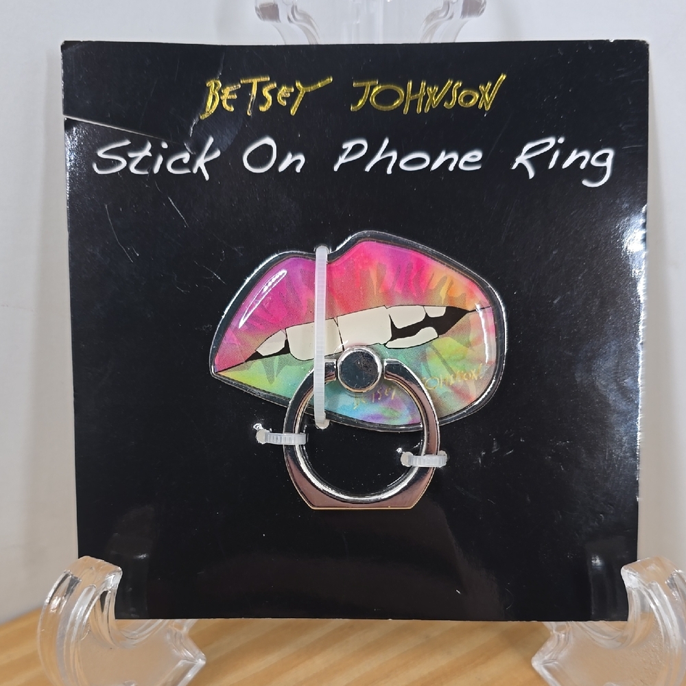 Betsey Johnson Rainbow Lip Cellphone Ring Kickstand NWT